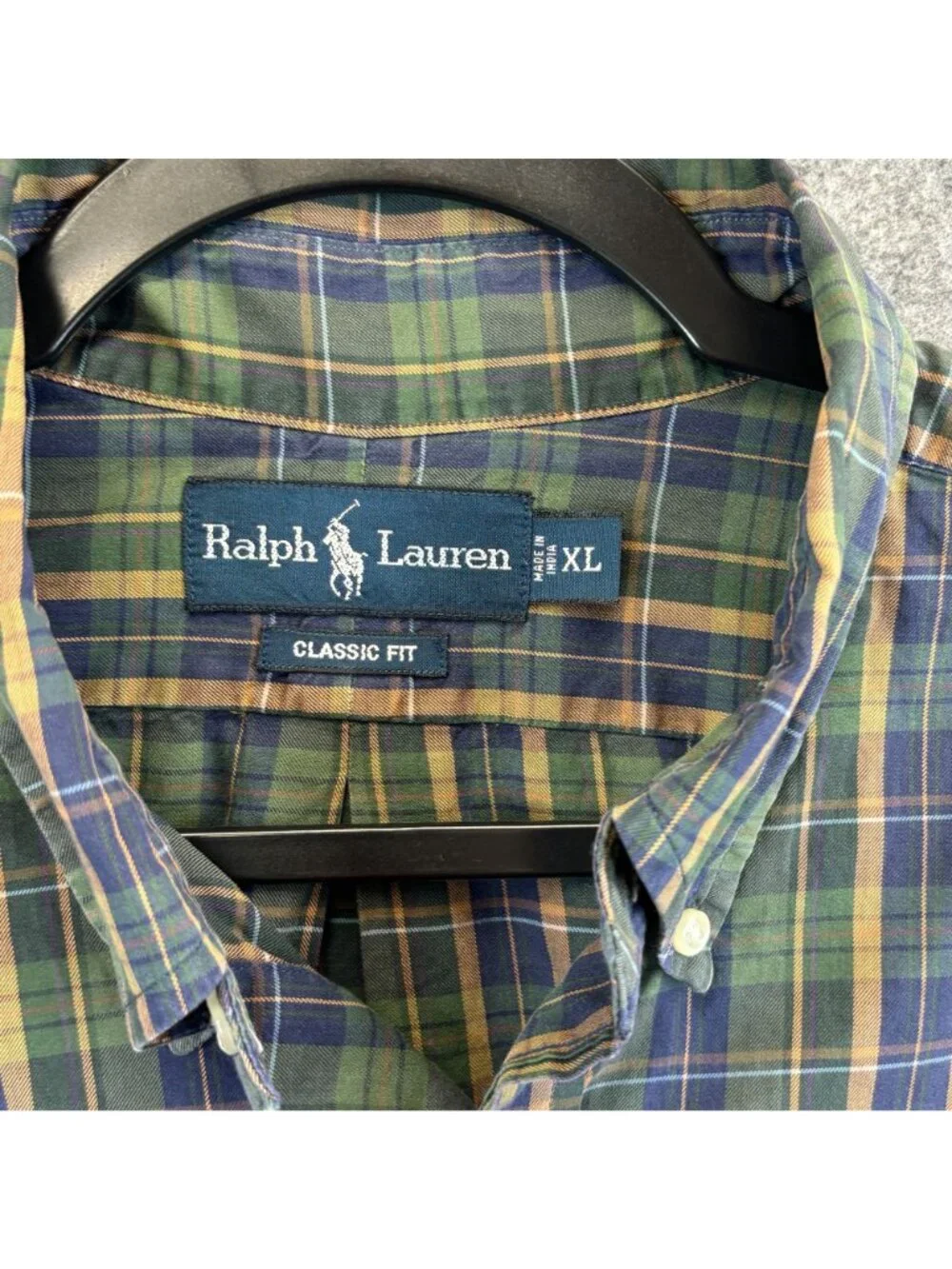 Ralph Lauren Mens XL Classic Fit Green Plaid Button-Down Long Sleeve Shirt Polo